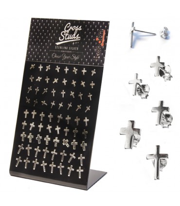 Expositor pendientes cruz plata-PEN928