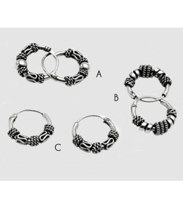 Hoops Bali silver carved - Aro27D 
