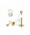 Screw gold labret with crystal -MDN7007GOLD