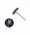 Stud earring black color with white star crystal -PEN1122