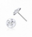 Stud earring white color with white star crystal -PEN1122WHITE