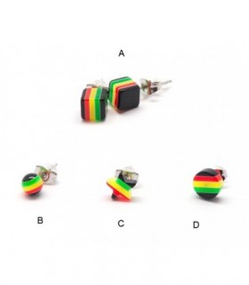 Boucles d'oreilles acier rasta -PEN1178D