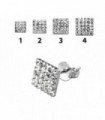 Squre stud silver earrings-PEN200D