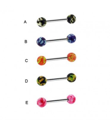 Tongue piercing steel and acrylic - BEL096D