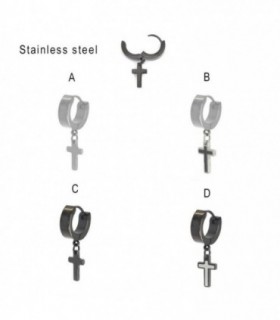 Steel hoop with cross pendant - HAGS5086D