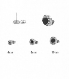 Steel earring with black center  - STD4594D