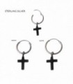 Silver Hoops Black Cross - HSCRBSD