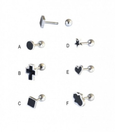 Black enamailed tragus- HEL-CAR13D