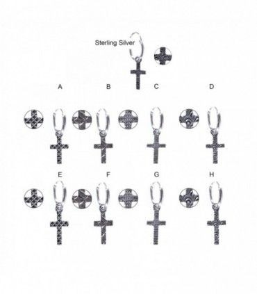 Aro plata cruz con diseño - HSCRDD