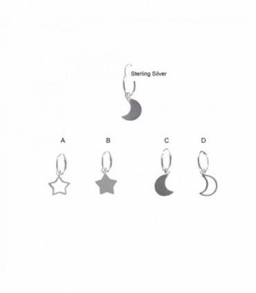 Aro de plata estrella/luna - SMHOOPSD