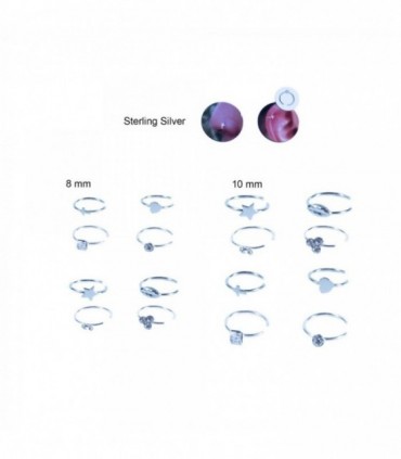 Aros nariz de plata con diferentes motivos-ARN117D