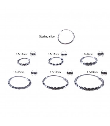Cerceau argent Bali tressé - ARO813D