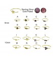 Gold plated silver nose ring/cartilage cuff - ARN117GOLDD