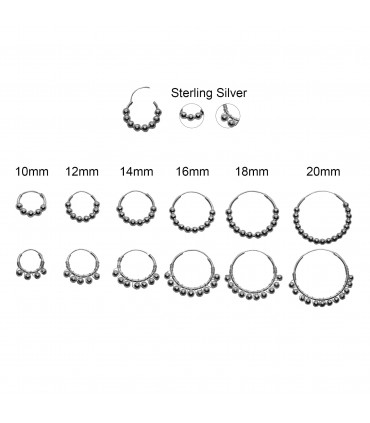 Silver Boho hoops with balls - ARO24D