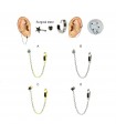 Steel hoops with chain and earring - CHAIN10