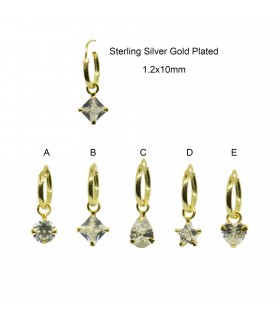 Silver gold hoops crystal earrings - HOOPGOMOD