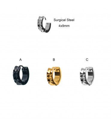 Aro acero ancho con relieve pirámide - HAGSPIRAMD