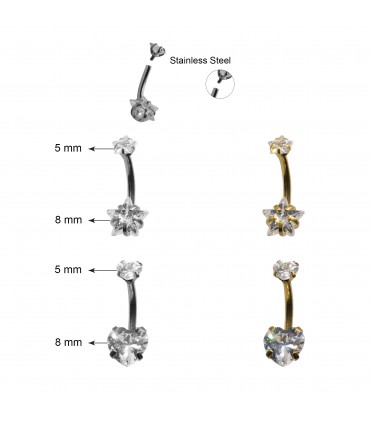 Piercing de ombligo doble cristal - BEL90AD