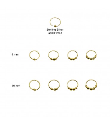 Aro nariz plata chapado en oro - ARN115GOLDD