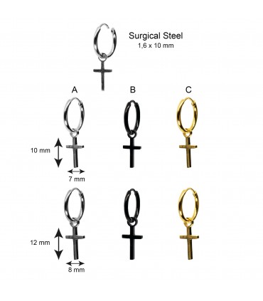 Aro fino de acero con cruz - HAGS5090AD