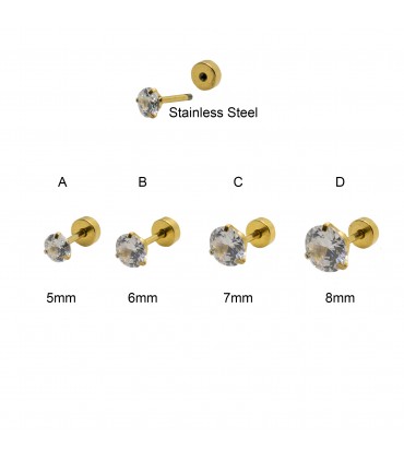 Falsa dilatación de acero dorada con circonita - IPCRGDD