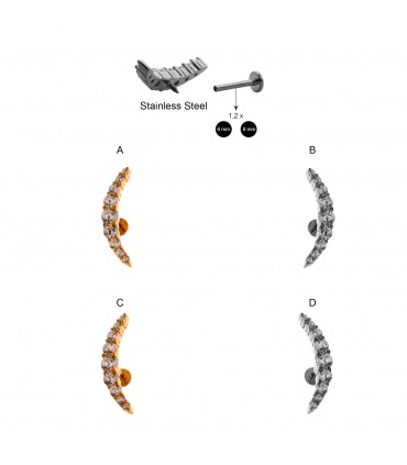 Helix/Tragus largo con brillantes - HEL-CAR52D
