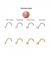Nostril de acero con circonita engarzada - NS149D
