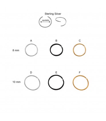 Aro de plata liso para nariz - ARN102SILVERD