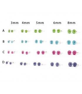 Boucles d'oreilles boule argent couleurs PEN182D